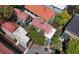 Overhead picture of real estate displaying the roof and surrounding trees at 152 Coming St St, Charleston, SC 29403