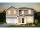 Charming two-story home with a gray roof, tan siding, manicured lawn, and a two-car garage at 202 W Bradford Pointe Drive Dr, Summerville, SC 29483