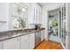 Kitchenette area featuring stainless steel appliances, granite counters, and outside views at 22 Frogmore Rd, Mount Pleasant, SC 29464