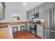Well-lit kitchen with gray cabinets and wood countertops at 281 Hawthorne St, Mount Pleasant, SC 29464
