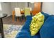 Comfortable living room with a blue sofa and green decorative pillow at 407 Tammie Ave, Goose Creek, SC 29445