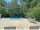Inviting community pool with lounge chairs surrounded by mature trees for privacy at 5226 Fernland Way, North Charleston, SC 29420