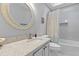 Modern bathroom with a granite countertop, vessel sink, tiled walls, and bathtub offers a spa-like experience at 715 Majestic Oak Dr, Charleston, SC 29412