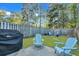 Relaxing backyard area with lawn and patio, featuring Adirondack chairs and grill at 853 Bibury Ct, Charleston, SC 29414