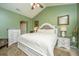 Charming bedroom with a queen-sized bed, vaulted ceiling, ceiling fan, and ample natural light at 8652 Grassy Oak Trl, North Charleston, SC 29420