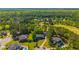Aerial shot of a residential area featuring well-manicured lawns, mature trees, and a lush green golf course at 105 Birkbeck Ct, Goose Creek, SC 29445