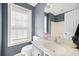 Bathroom with blue walls, a vanity, and white cabinets and sink at 105 Birkbeck Ct, Goose Creek, SC 29445