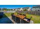 Backyard patio featuring a wooden outdoor dining table and chairs with a wooden fence in the background at 1146 Moss Grove Dr, Moncks Corner, SC 29461