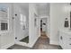 Modern bathroom featuring a glass-enclosed shower and stylish finishes leading to the walk-in closet at 116 Backhurst Dr, Summerville, SC 29486