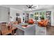 Cozy living room featuring a plush gray sofa, bright orange chairs, and backyard views at 116 Backhurst Dr, Summerville, SC 29486
