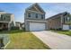 Charming two-story home with a well-manicured lawn and attached two-car garage at 124 Sumac Dr, Goose Creek, SC 29445