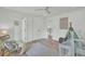 Bedroom space with decoratively styled teepee and chair with accent rug at 126 Sparrow Dr, Isle of Palms, SC 29451