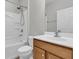 Clean bathroom features a bathtub/shower combination and a wood vanity with storage at 170 Sea Lavender Ln, Summerville, SC 29486