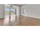Sun-filled living room with a water view, hardwood floors and a ceiling fan at 170 Sea Lavender Ln, Summerville, SC 29486