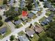 An aerial view showing the residential location of the home within the surrounding neighborhood streets at 203 Two Hitch Rd, Goose Creek, SC 29445