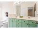 Bathroom with double vanity, updated lighting, and a separate shower and toilet area at 308 Pickering Ln, Charleston, SC 29414