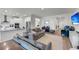 Open living area flows into kitchen featuring hardwood floors, neutral paint and modern furnishings at 3431 Great Egret Dr, Johns Island, SC 29455