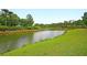 Picturesque view of a calm lake surrounded by lush green trees and grassy banks at 3431 Great Egret Dr, Johns Island, SC 29455