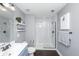Modern bathroom with a marble tile shower, a sleek vanity, and contemporary fixtures at 4906 W Liberty Park Cir, North Charleston, SC 29405