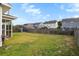 Large fenced backyard with green lawn and view of surrounding homes at 589 Crossland Dr, Moncks Corner, SC 29461