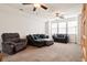 Comfortable living room with two ceiling fans, two couches and lots of seating at 589 Crossland Dr, Moncks Corner, SC 29461