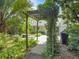 Picturesque backyard patio with trellis covered in vines, perfect for relaxing and enjoying nature at 1061 Reverend Joseph Heyward Rd, Charleston, SC 29414