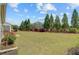 Expansive backyard with manicured lawn and privacy trees, perfect for outdoor activities and relaxation at 118 Billowing Sails St, Summerville, SC 29486