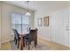 Cozy dining area with a table set for four and natural light from the window at 118 Billowing Sails St, Summerville, SC 29486