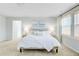 Airy bedroom featuring carpet, a ceiling fan, and two framed artworks over the headboard at 1226 Spotflower St, Summerville, SC 29485
