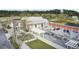 Aerial view of Summers Corner neighborhood amenities showcasing outdoor seating with covered picnic tables at 1226 Spotflower St, Summerville, SC 29485