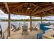 Dock featuring Adirondack chairs, a sink area, and an overhead covering overlooking the water at 13 Broughton Rd, Charleston, SC 29407