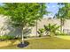 Lush backyard featuring manicured lawn, tropical plants, and a privacy fence at 137 Low Tide Ct, Charleston, SC 29492