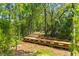 Winding wooden boardwalk through a green, lush forest with mature trees and serene natural surroundings at 137 Low Tide Ct, Charleston, SC 29492
