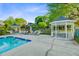Community pool area with gazebos and lounge chairs for relaxing by the water at 1391 Southlake Dr, Mount Pleasant, SC 29464