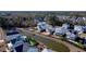 A stunning aerial view captures a charming neighborhood with swimming pools and waterfront views at 1464 Stratton Pl, Mount Pleasant, SC 29466