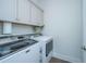 Modern laundry room featuring front loading washer and dryer with ample storage cabinets at 1521 Pogonia St # 4, Mount Pleasant, SC 29466