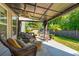 Enjoy the outdoors on this covered patio with wicker furniture and views of the landscaped backyard at 1606 Stovall Ct, Johns Island, SC 29455