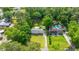 Beautiful aerial view of two homes, one with a pool and green backyard surrounded by lush greenery at 1621 Wannamaker Ave, Summerville, SC 29485