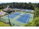 Aerial view of community tennis courts, an ideal spot for sports enthusiasts at 1823 Chauncys Ct, Mount Pleasant, SC 29466