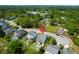 Aerial view of the property showcases its location in a tree-filled neighborhood with amenities, a pool, and a playground at 2009 Terrabrook Ln, Charleston, SC 29412