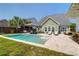 Serene backyard pool area featuring modern lounge chairs, umbrella, and lush landscaping at 2009 Terrabrook Ln, Charleston, SC 29412