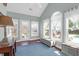 Inviting sunroom filled with natural light with multiple windows and a view of the pool at 2009 Terrabrook Ln, Charleston, SC 29412