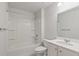 This bathroom has a shower-tub combination and a large vanity at 208 Cherry Grove Dr, Summerville, SC 29483