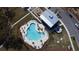 Aerial view of a community pool and recreation area with lush landscaping and convenient parking at 2194 Cultura Cir, Mount Pleasant, SC 29466