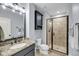 Bathroom featuring shower, granite counters, vanity, and tile floors at 2254 Beckenham Dr, Mount Pleasant, SC 29466