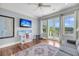 Sitting room featuring hardwood floors, wall art, tv, balcony, and comfortable sofa at 2254 Beckenham Dr, Mount Pleasant, SC 29466