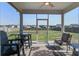 Relaxing screened porch with ceiling fan and comfortable seating overlooking the backyard at 312 Cypress Branch Rd, Huger, SC 29450