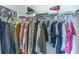 Walk in closet containing clothing items hung from a rod and storage boxes on a shelf above at 333 Flyway Rd, Goose Creek, SC 29445