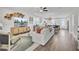 Open-concept living room featuring a white sofa, modern furnishings, and a seamless flow into the kitchen at 3990 Hillyard St, North Charleston, SC 29405