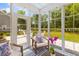 Sunroom with a view of the yard and garden, lots of natural light, and cozy chairs at 481 Woodland Shores Rd, Charleston, SC 29412